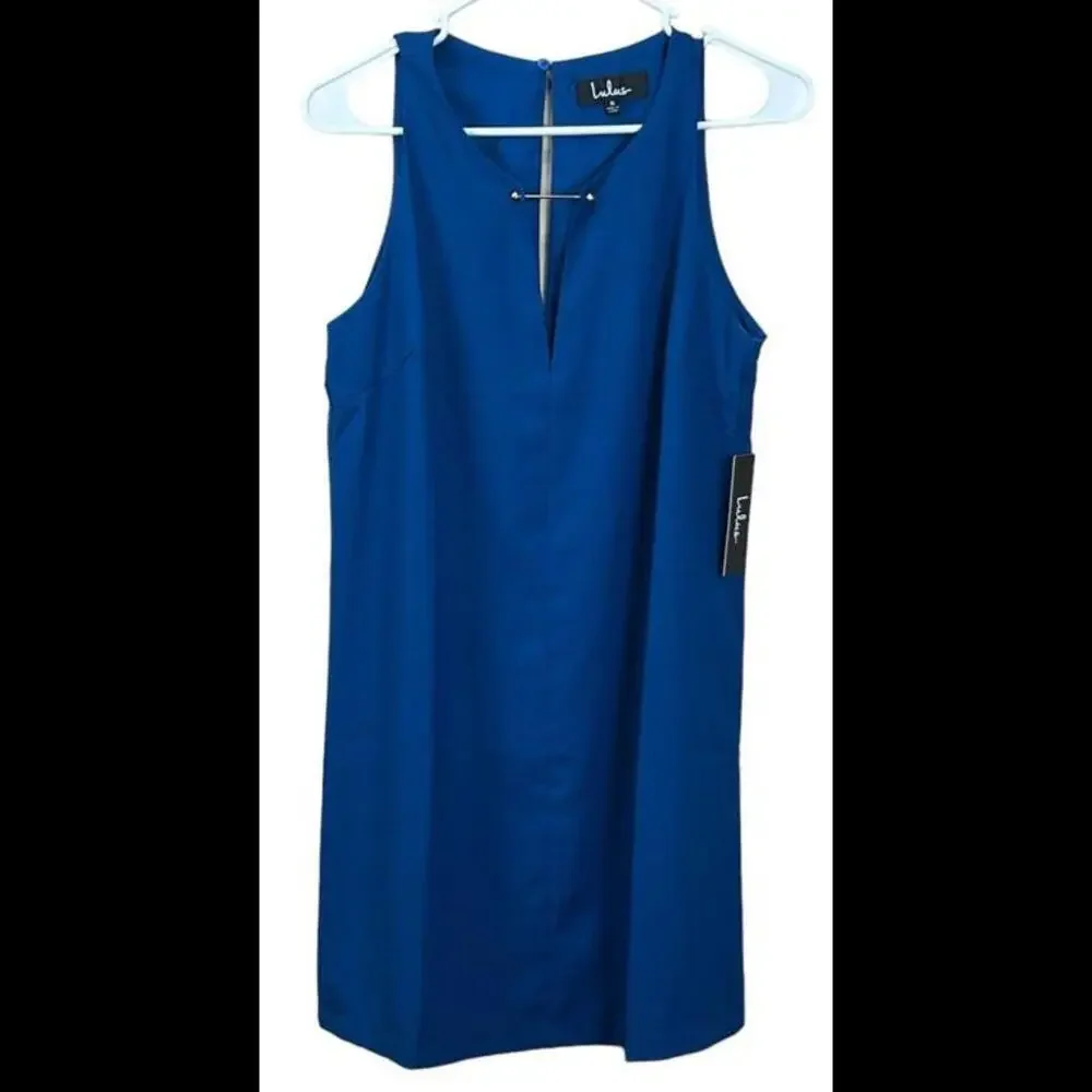 Lulus Womens Near Or Bar Teal Blue Shift Dress Size S Mini Sleeveless V-Neck NWT